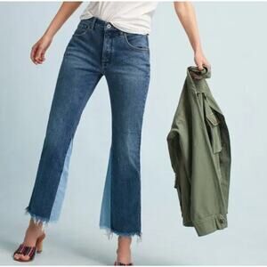 Anthro Pilcro Two-Tone Cropped Gusset Boot Flare Jeans Womens Size 27 (EUC)
